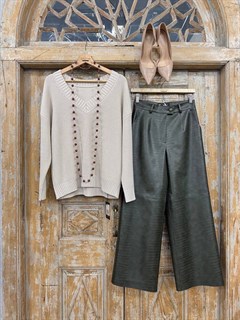 БРЮКИ ШИРОКИЕ "ТРУБЫ"  (из ЭКО-кожи "КРОКОДИЛ"), ЗЕЛЕНЫЙ - фото 41128