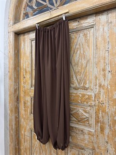 БРЮКИ "АЛЛАДИНЫ" свободные, на мягкой резинке, единый размер (из шифона), ШОКОЛАД - фото 41192