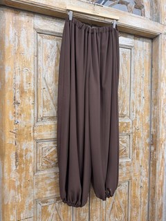 БРЮКИ "АЛЛАДИНЫ" свободные, на мягкой резинке, единый размер (из шифона), ШОКОЛАД - фото 41193