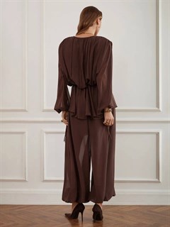 БРЮКИ "АЛЛАДИНЫ" свободные, на мягкой резинке, единый размер (из шифона), ШОКОЛАД - фото 41207