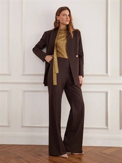 БРЮКИ "Эмили" прямые, слегка расклешенные к низу (из премиальной шерсти), ШОКОЛАД