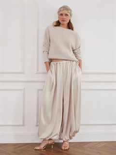 БРЮКИ "АЛЛАДИНЫ" свободные, на мягкой резинке, единый размер (из мягкого атласа), СЛОНОВАЯ КОСТЬ