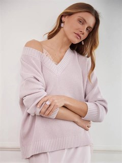 ДЖЕМПЕР двусторонний (V-образный и круглый вырез)  из хлопка, ПУДРОВО-РОЗОВЫЙ