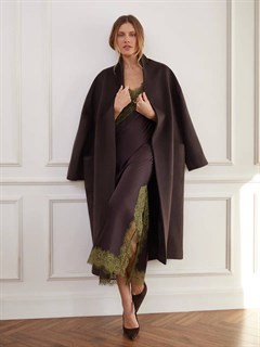 КАРДИГАН-ПАЛЬТО в стиле оверсайз (из премиум шерсти с ворсом, ШОКОЛАД)