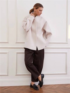 ПАЛЬТО укороченное со спущенным плечом (премиум шерсть), ПУДРА