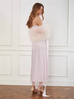 ТОП на тонких бретельках с кружевом (из мягкого атласа), ПУДРОВО-РОЗОВЫЙ - фото 41614