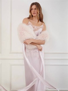 ТОП на тонких бретельках с кружевом (из мягкого атласа), ПУДРОВО-РОЗОВЫЙ - фото 41617