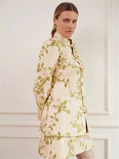 КИТАЙСКИЙ жакет "Mandarin"  (из шелкового жаккарда GUCCI), бежевый в цветы - фото 41645