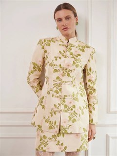 КИТАЙСКИЙ жакет "Mandarin"  (из шелкового жаккарда GUCCI), бежевый в цветы