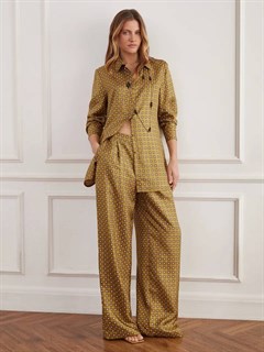 БРЮКИ круизные со складкой, спереди пояс, сзади резинка (из натурального шелка)