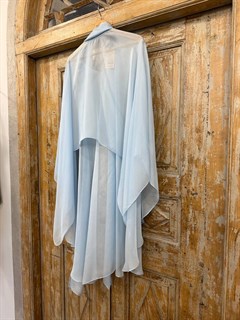 БЛУЗКА-накидка в пол из легкого шифона с бантом (ГОЛУБОЙ) - фото 41831