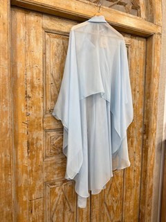 БЛУЗКА-накидка в пол из легкого шифона с бантом (ГОЛУБОЙ) - фото 41832