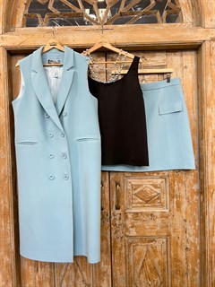 ЖАКЕТ типа "ЖИЛЕТ" ДВУБОРТНЫЙ OVERSIZE, удлиненный (из поливискозы) - фото 41880