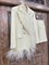 ЖАКЕТ Двубортный приталенный с воротником "Острая ласточка" (из плотной поливискозы с боа из перьев страуса) - фото 23445